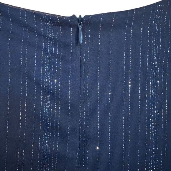 Alexa B Nites Shimmer Metallic Navy Maxi Dress Gown Formal Sleeveless NEW Size 8 - Picture 4 of 10